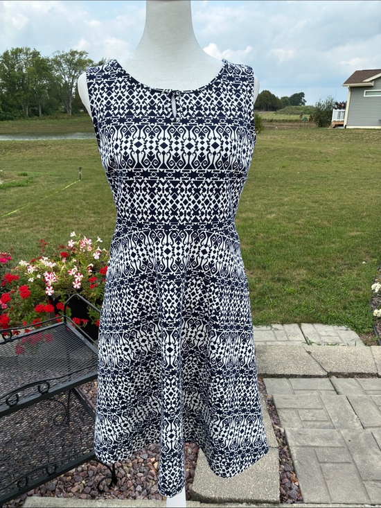 Talbots Dresses & Skirts - Talbots Navy and White Sleeveless Fit-and-Flare Dress